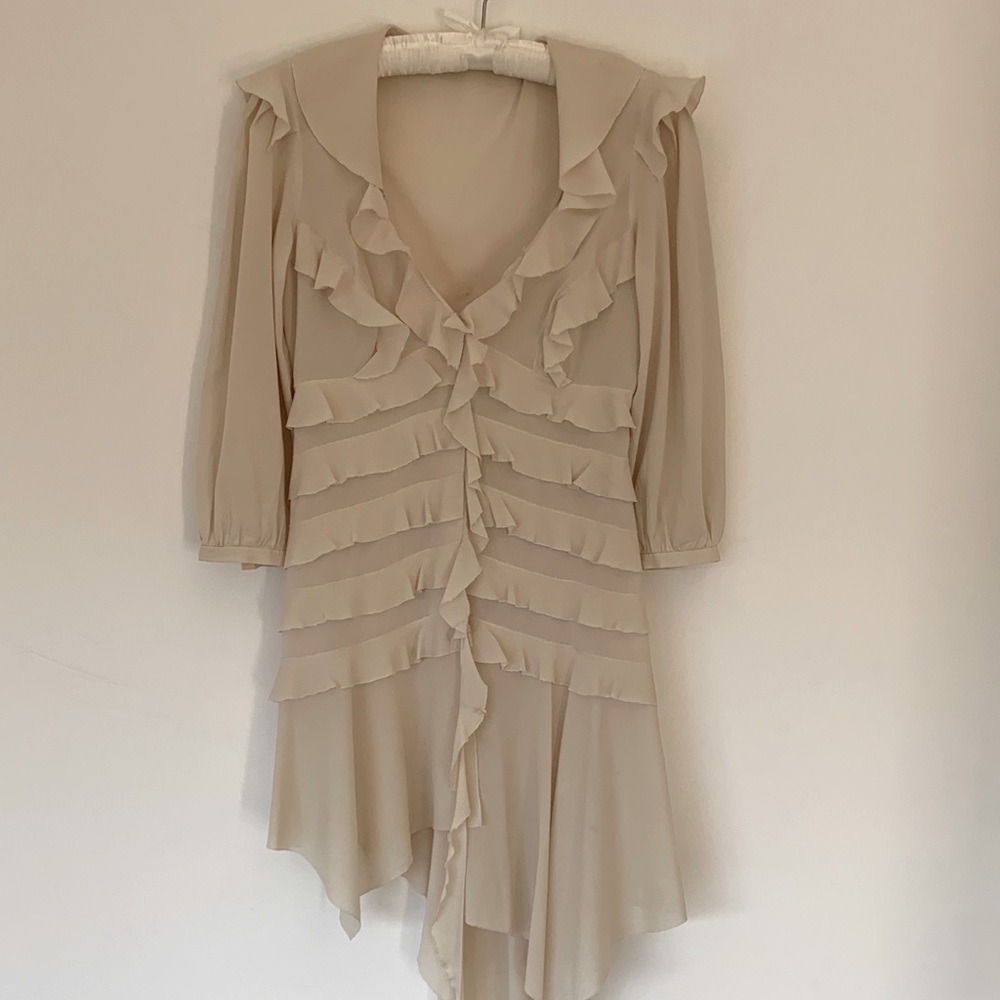 Nicole Miller Ivory silk rock star blouse, sz 2